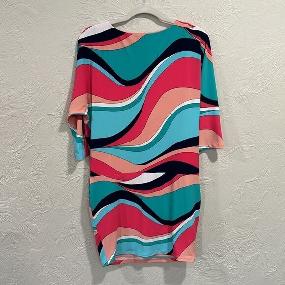 Trina Turk Dolman Sleeve Vibrant Geometric Print Dress Size 2 - Picture 8 of 8